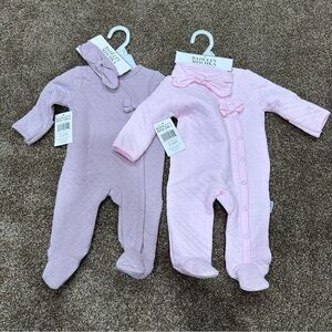 Lot of 2 Badgley Mishka Baby Girl Bodysuit & Headband Set Size 3-6 months NWT